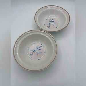 Vintage Newcor Stoneware Country Geese Bowls Set of Two Countryside
